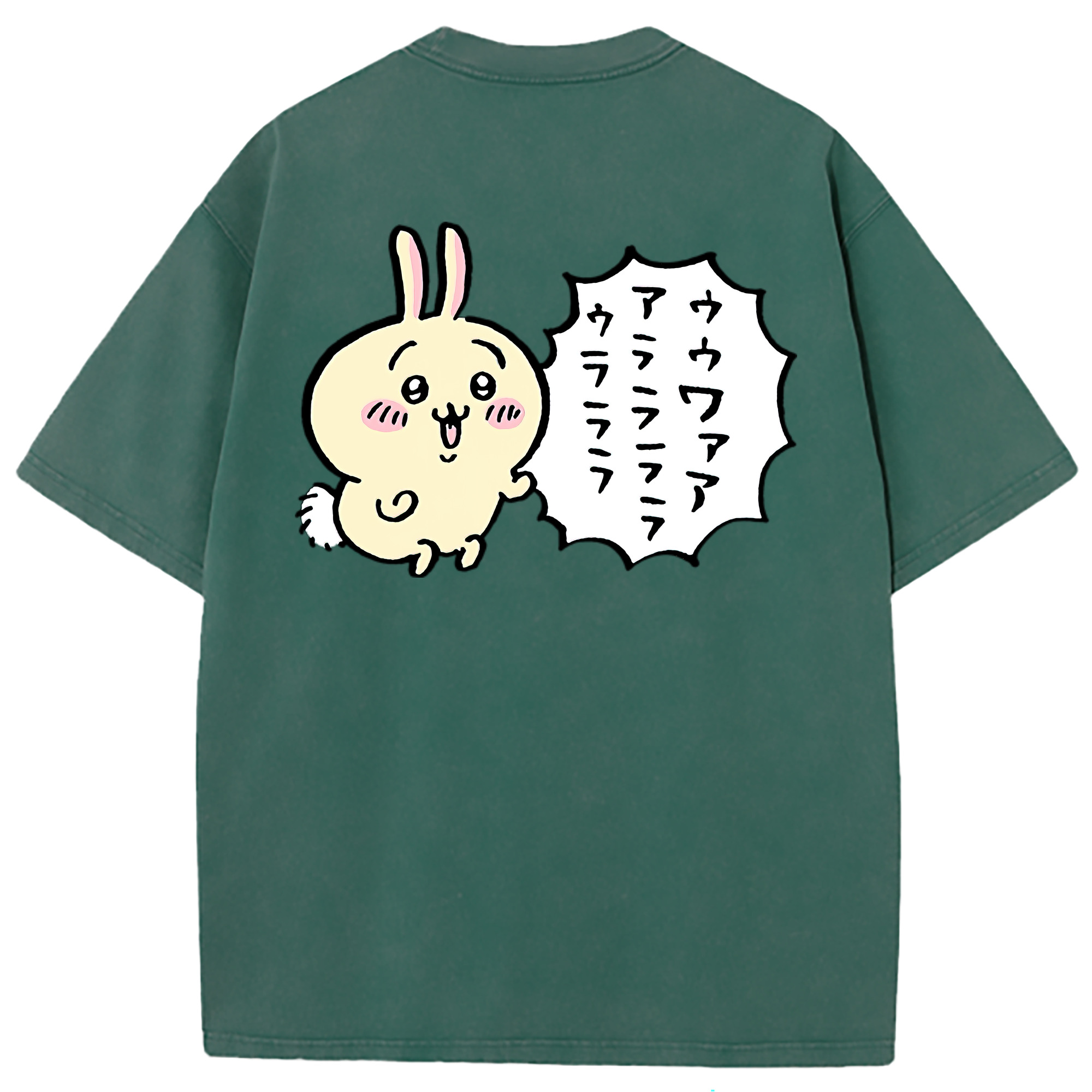 （画像用） ちいかわ うさぎ Chii-kawa usagi 綿100% ヴィンテージ風 半袖Tシャツ（背面プリント）